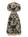 [Vorverkauf] Beige 1940er Hemdkragen Knöpfen Blumen Kleid