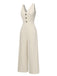 Apricot 1930er Solid Button Bogen Jumpsuit