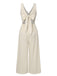Apricot 1930er Solid Button Bogen Jumpsuit