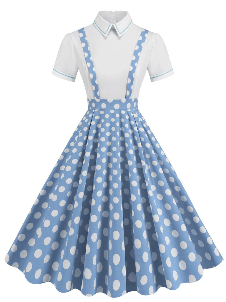 1950er Patchwork Revers Kragen Kleid