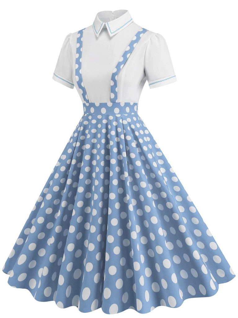 1950er Patchwork Revers Kragen Kleid