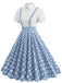 1950er Patchwork Revers Kragen Kleid