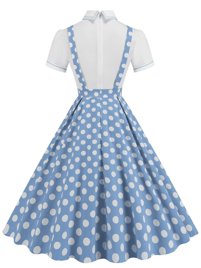 1950er Patchwork Revers Kragen Kleid