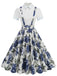 1950er Patchwork Revers Kragen Kleid