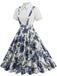 1950er Patchwork Revers Kragen Kleid
