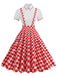 1950er Patchwork Revers Kragen Kleid