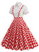 1950er Patchwork Revers Kragen Kleid