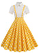 1950er Patchwork Revers Kragen Kleid