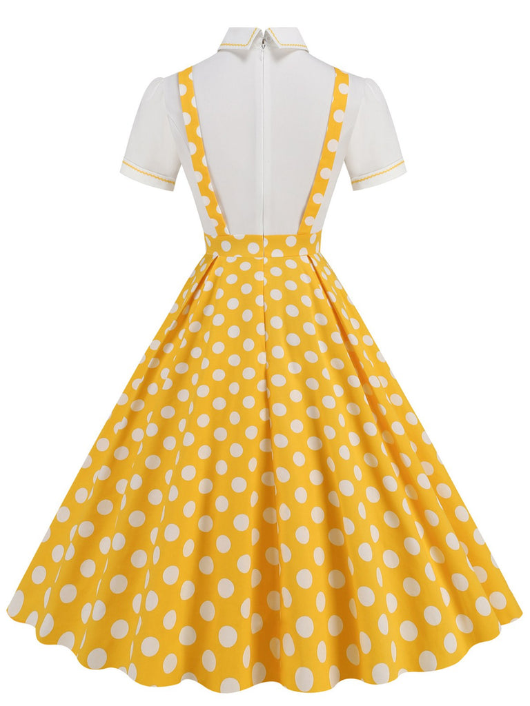 1950er Patchwork Revers Kragen Kleid