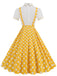 1950er Patchwork Revers Kragen Kleid