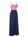 Dunkelblau 1930er Spaghetti Träger Streifen Jumpsuit