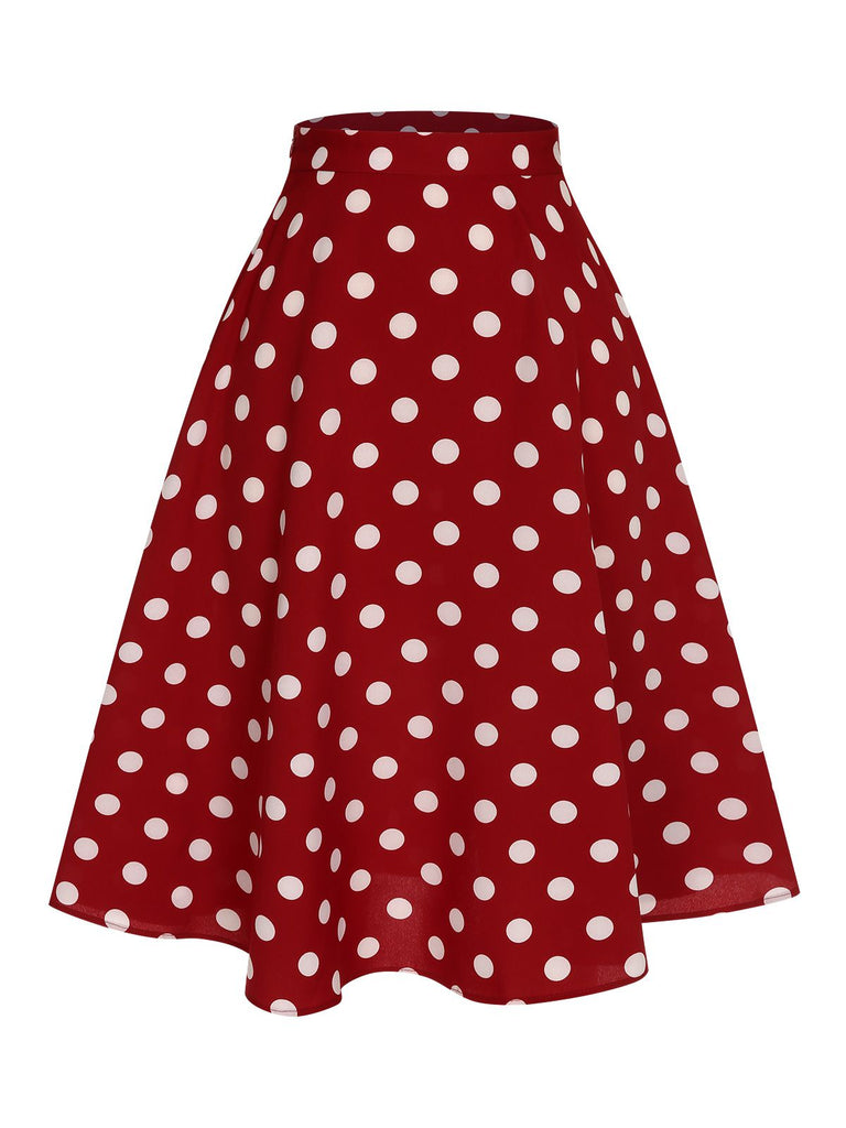 2PCS 1950er Solide Bluse & Polka Dots Rock