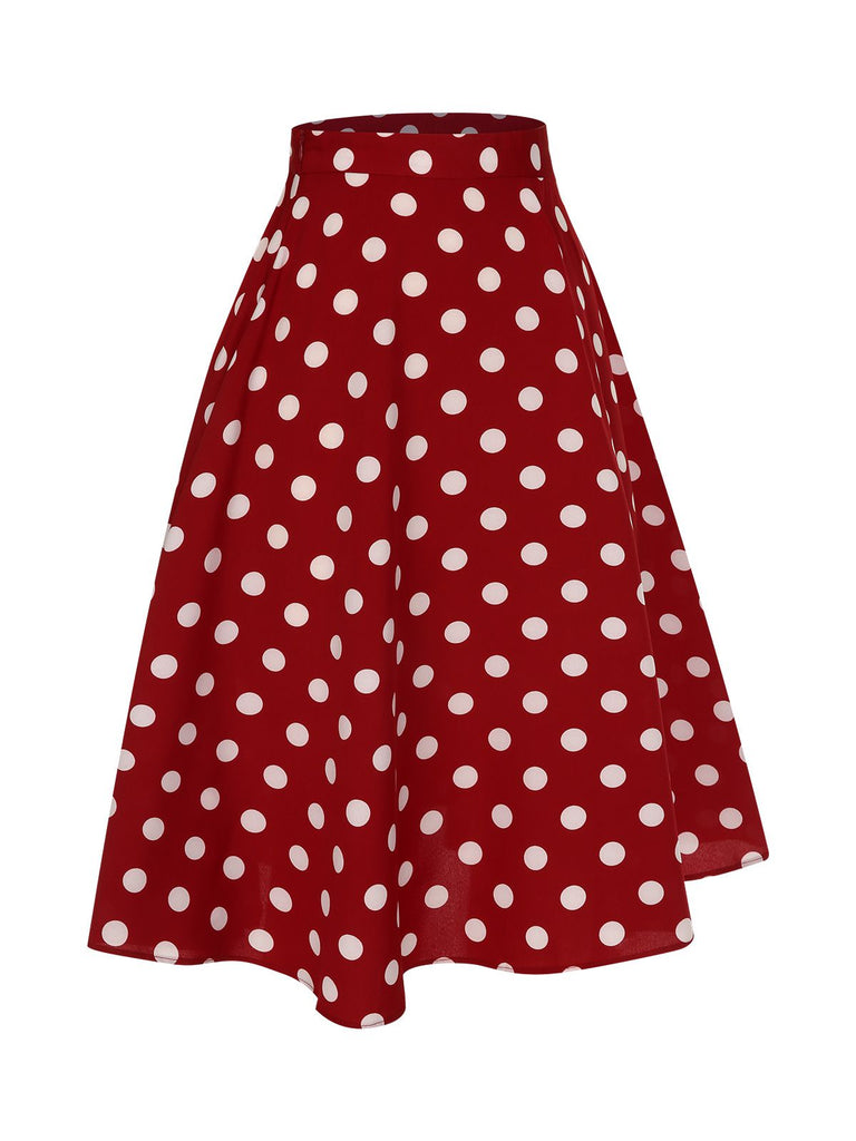 2PCS 1950er Solide Bluse & Polka Dots Rock