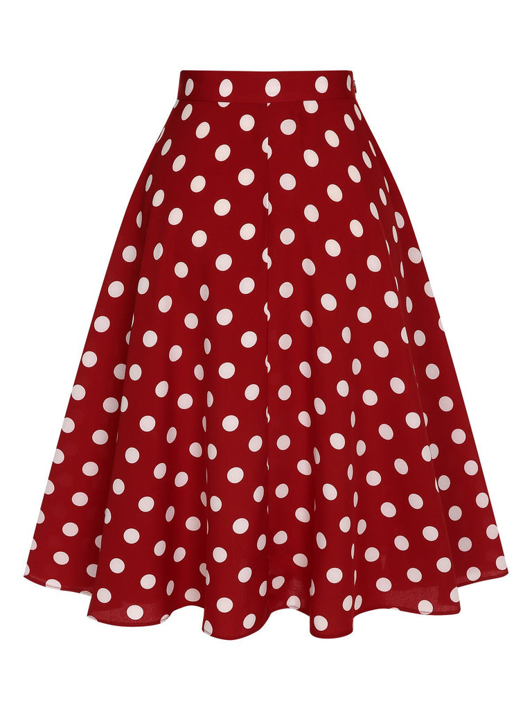 2PCS 1950er Solide Bluse & Polka Dots Rock