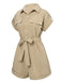 Khaki 1950er Gerollte Manschetten Revers Romper
