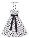[Vorverkauf] 1950er Halter Kontrast Polka Dots Kleid mit Gürtel