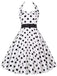 [Vorverkauf] 1950er Halter Kontrast Polka Dots Kleid mit Gürtel