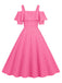 1950er Schulterfreies Polka Dots Kleid