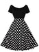 1950er Polka Dots Patchwork Kurze Ärmel Kleid
