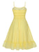 Gelb 1940er Spaghetti Träger Rüschensaum Kleid