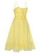Gelb 1940er Spaghetti Träger Rüschensaum Kleid
