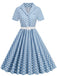 [Vorverkauf] 1950er Polka Dots Revers Swing Kleid mit Gürtel