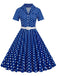 1950er Polka Dots Revers Swing Kleid mit Gürtel