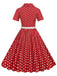 [Vorverkauf] 1950er Polka Dots Revers Swing Kleid mit Gürtel