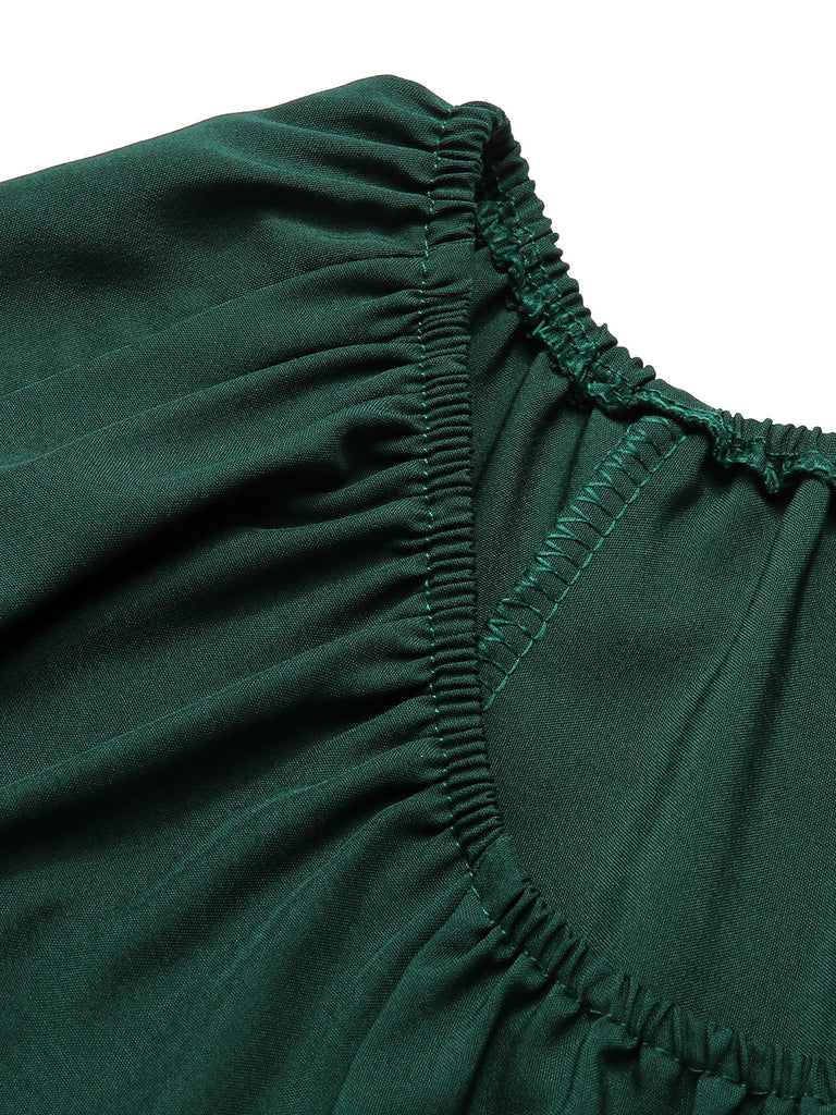 Braun 1950er Halloween Hexen Vampir Fledermausärmel Patchwork Kleid