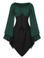 1950er Halloween Hexen Vampir Fledermausärmel Patchwork Kleid