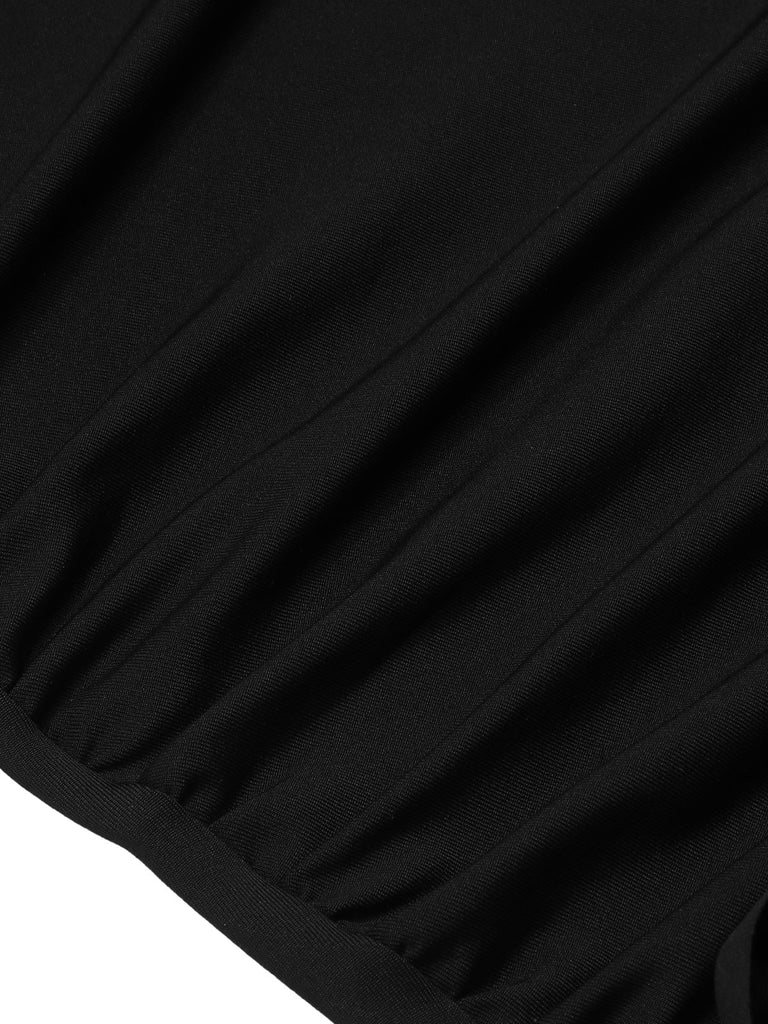 1970er Gothic Solide 3D-Rose Rüsche High-Low Saum Kleid