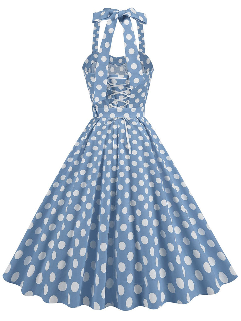 1950er Polka Dot Halter Kleid mit Gürtel