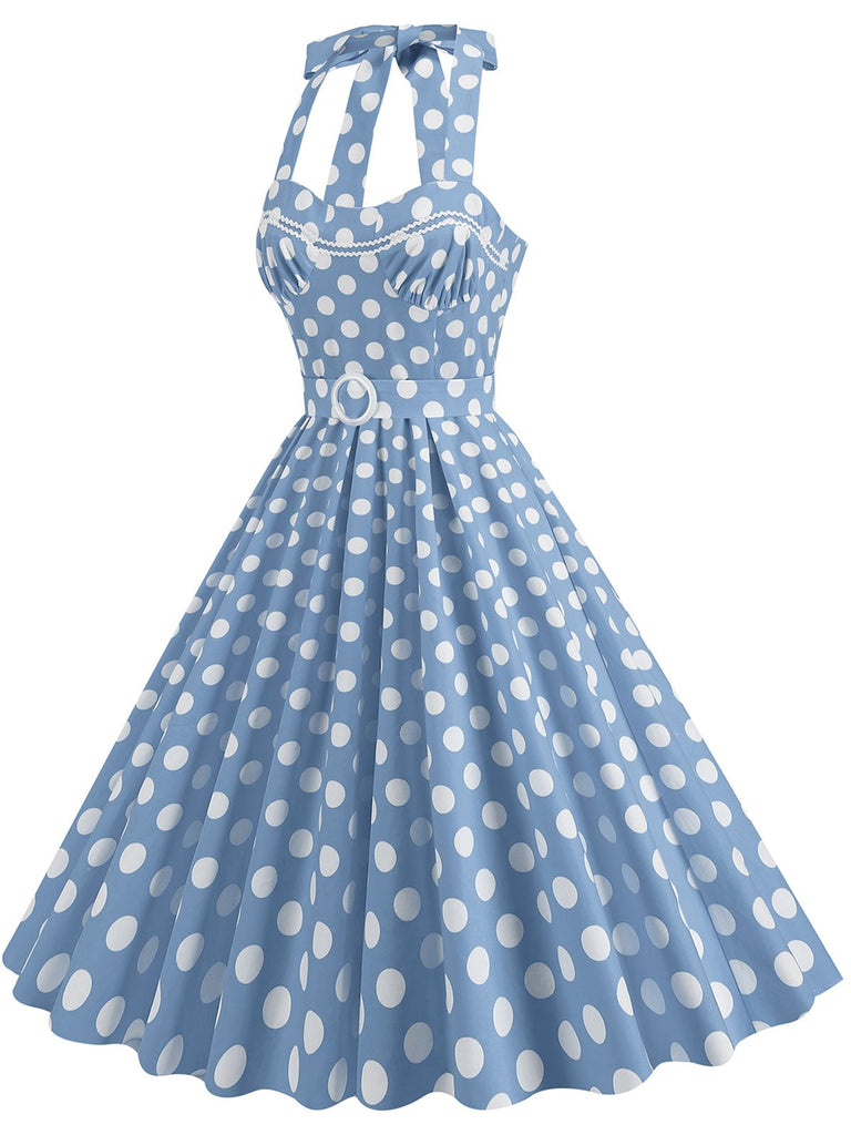 1950er Polka Dot Halter Kleid mit Gürtel
