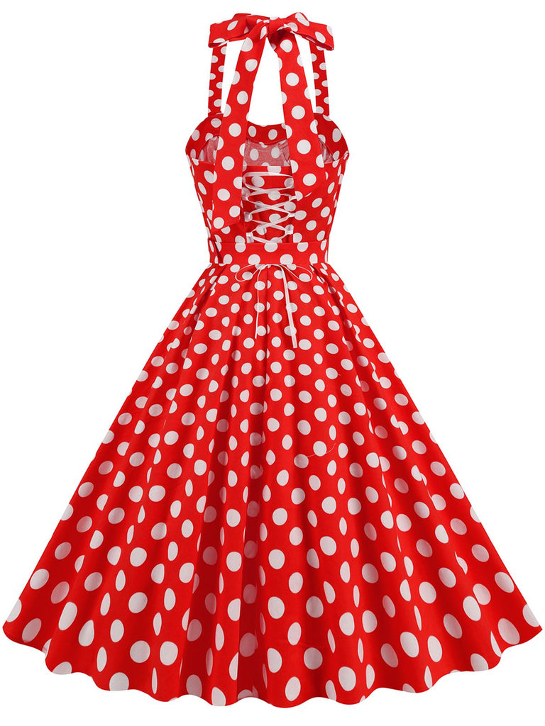 1950er Polka Dot Halter Kleid mit Gürtel