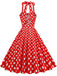 1950er Polka Dot Halter Kleid mit Gürtel