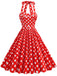 1950er Polka Dot Halter Kleid mit Gürtel