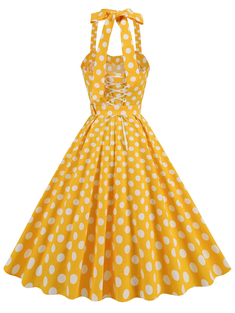 1950er Polka Dot Halter Kleid mit Gürtel