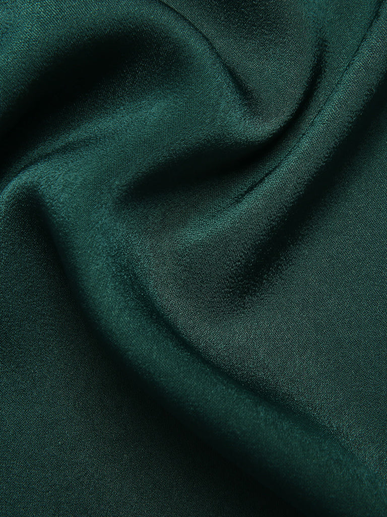 Grün 1940er Solide V-Ausschnitt Breite-Bein Jumpsuit