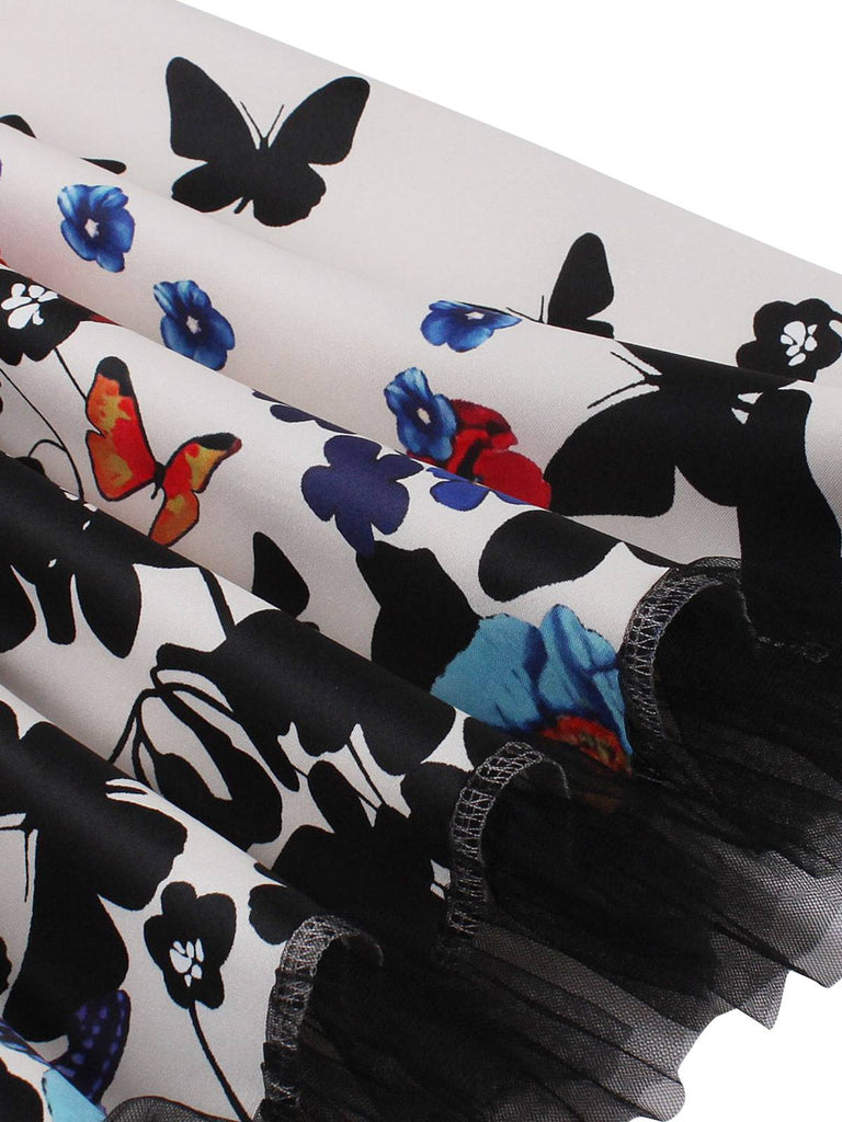 1950er Halter Kirsche Spitzensaum Kleid