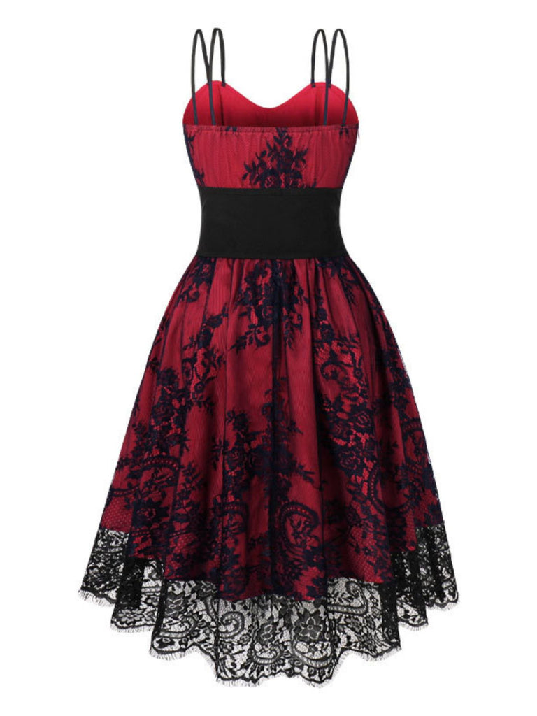 1980er Gothic Punk Spitze Bund Kleid