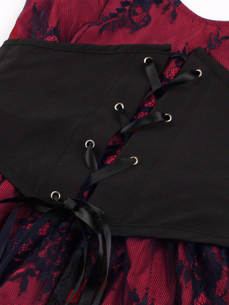 1980er Gothic Punk Spitze Bund Kleid