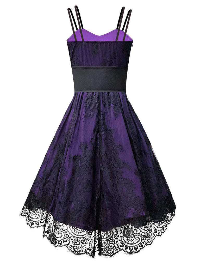 1980er Gothic Punk Spitze Bund Kleid