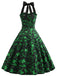 Grün 1950er Glücksklee Halter Patchwork Kleid
