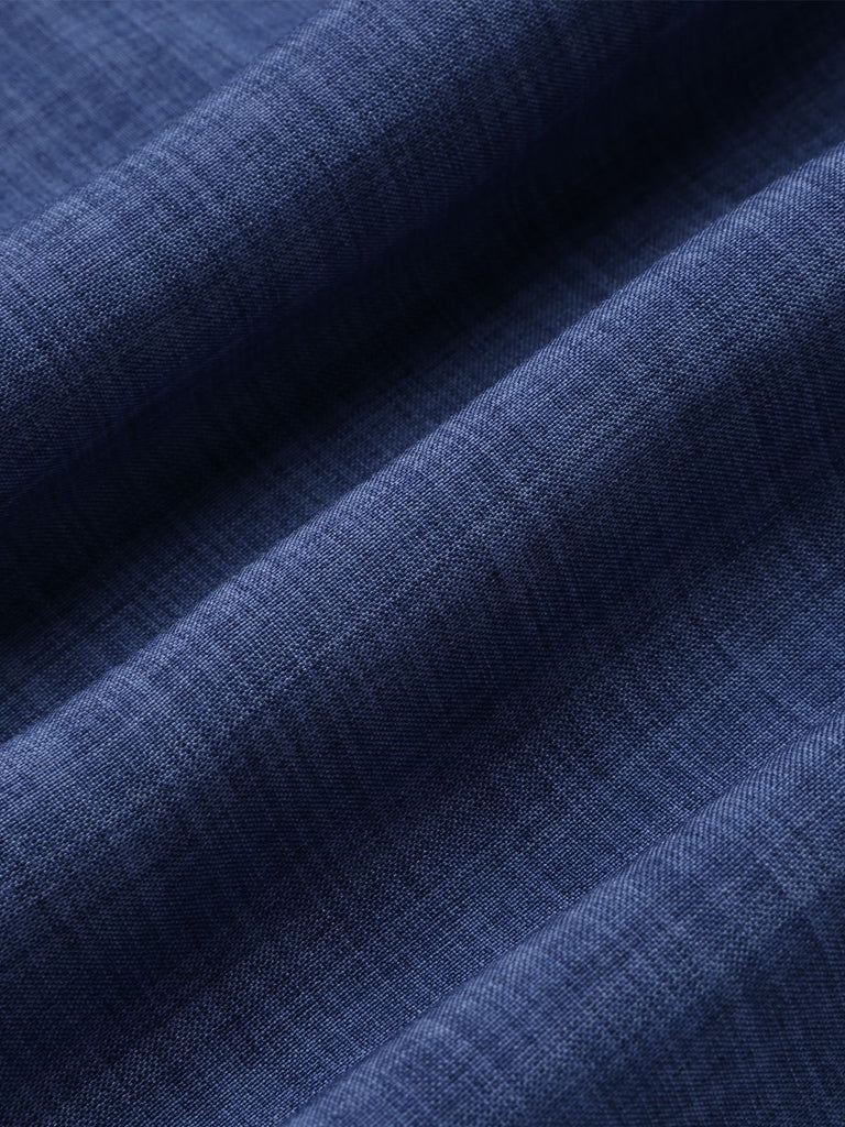 Blau 1960er Revers Ärmellos Kleid mit Gürtel