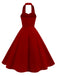 Grün 1950er Solide Herzförmiger Hals Halter Kleid