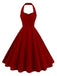 Grün 1950er Solide Herzförmiger Hals Halter Kleid