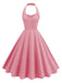 Grün 1950er Solide Herzförmiger Hals Halter Kleid
