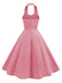 Grün 1950er Solide Herzförmiger Hals Halter Kleid