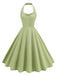 Grün 1950er Solide Herzförmiger Hals Halter Kleid