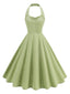 Grün 1950er Solide Herzförmiger Hals Halter Kleid